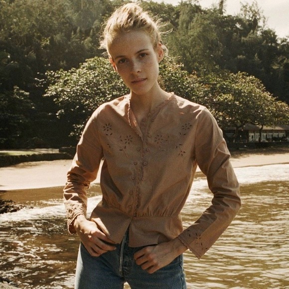 Doen Tops - DOEN Thyme Top Floral Eyelet Cotton Blouse